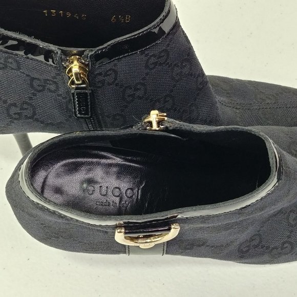 Gucci GG Canvas Monogram Black Ankle Booties D Ring Stiletto Pointed Toe… - Picture 7 of 12